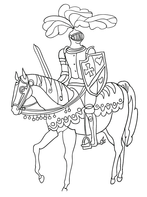 coloriage le chevalier sur sa monture